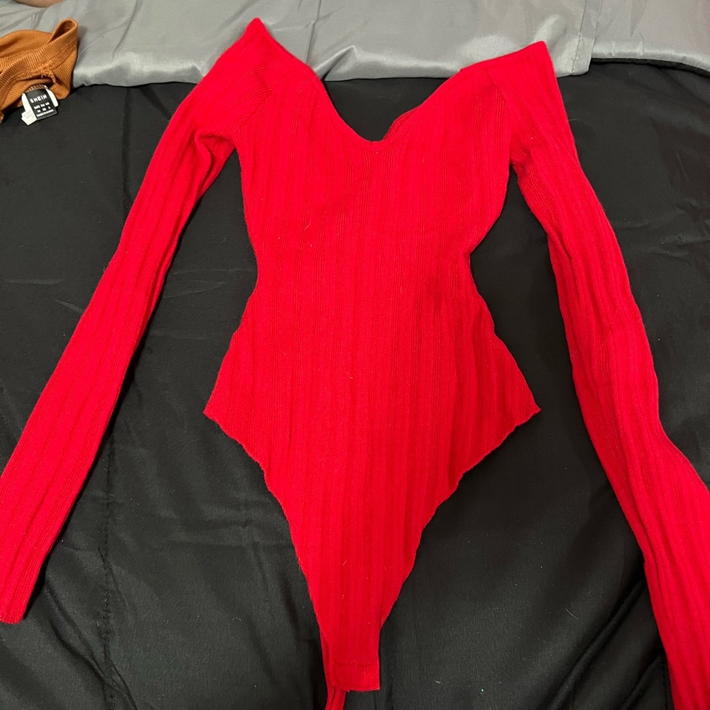 Red Long Sleeve Bodysuit